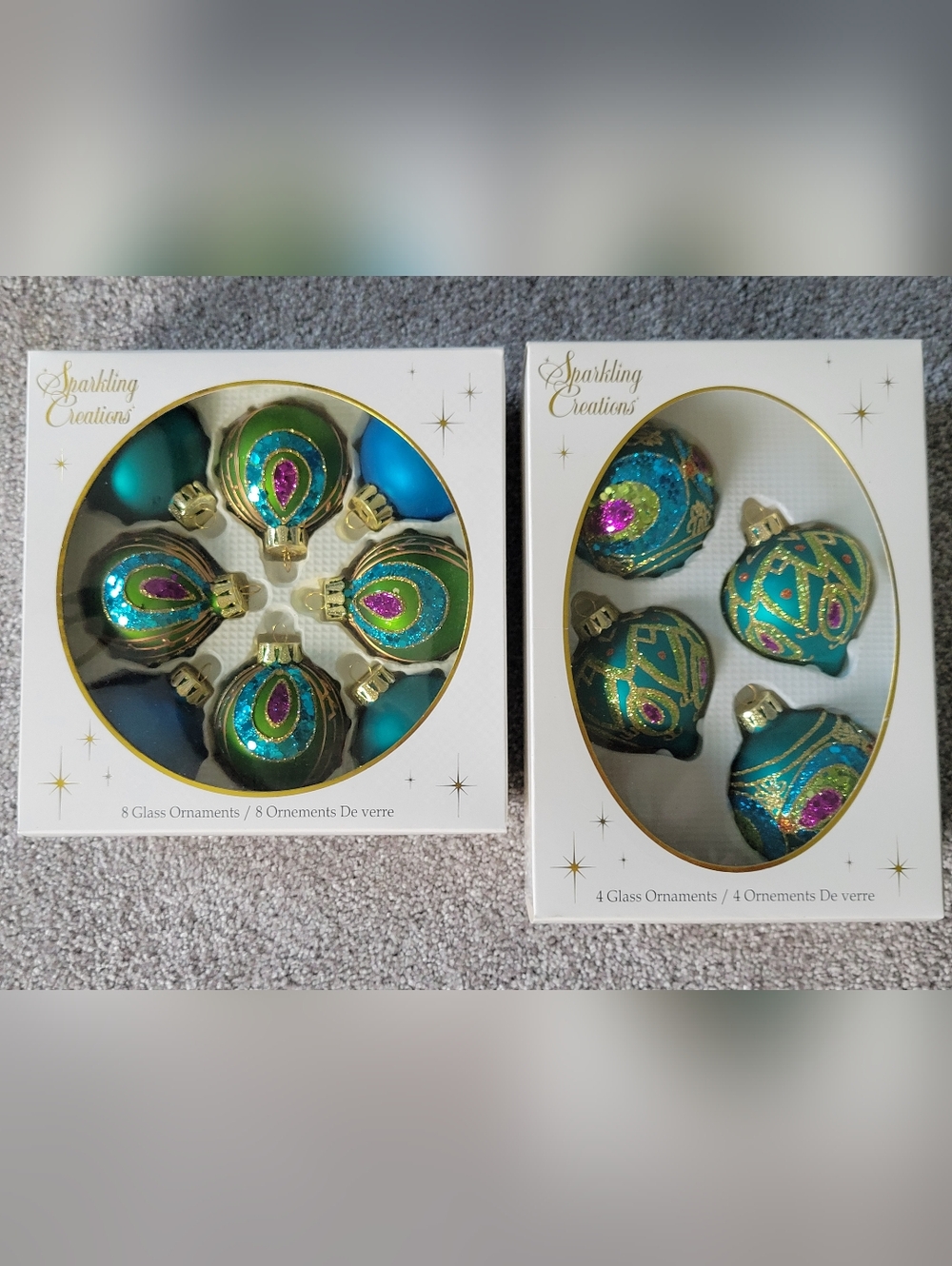 Vintage Sparkling Creations Glass Ornaments